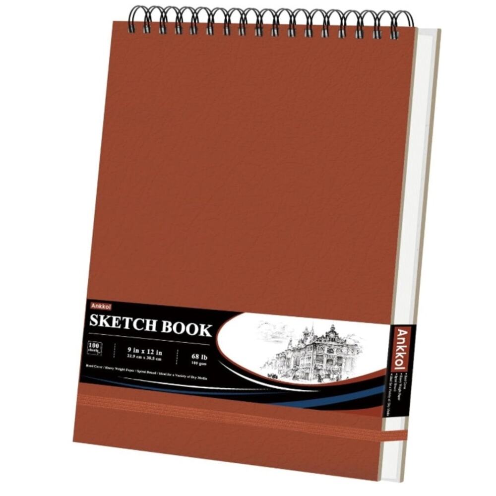 Ankkol 9x12 Art Sketch Book Top Spiral Hardcover 100 Sheets 68lb New